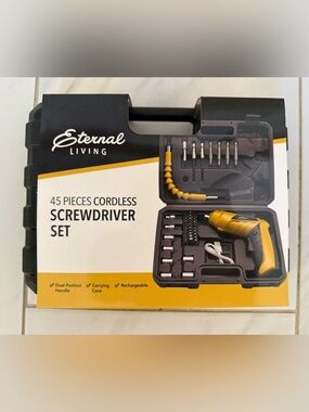 Eternal Living 45-Piece Cordless Screwdriver Set - Yellow/Black - NWOT